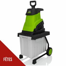 Broyeur de végétaux 2500W Coupe branches 45mm Bac 45 Litres Elagage Jardinage Taillage VITO