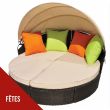 RECONDITIONNE Canapé de jardin Bain de soleil modulable avec toit Pare soleil + 4 Coussins Transat modulable