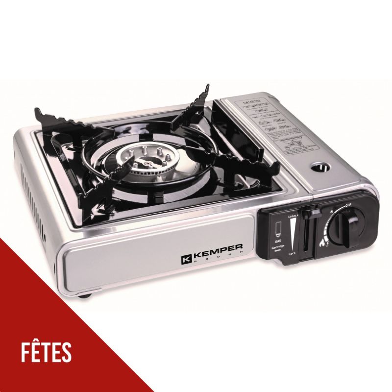 Jamais utilisé Réchaud gaz KEMPER 2200W acier Nomade Allumage piezo Double système de sécurité Mallette