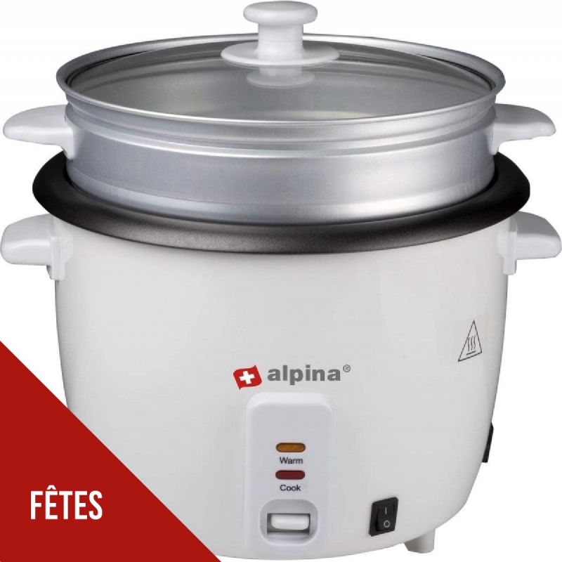 Défaut de peinture Cuiseur à riz 1.8L 700W Cuiseur Vapeur Rice Cooker Gobelet mesure + spatule à riz ALPINA