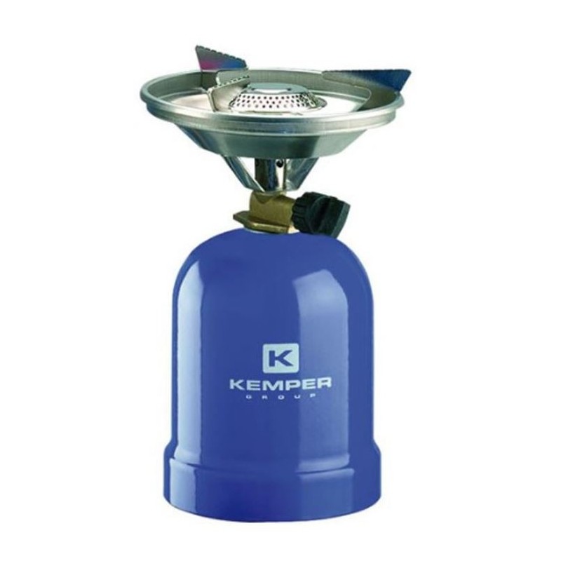 Réchaud à gaz 2200W Coque Acier Inox Plaque 3 bras crantés KEMPER