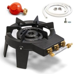 Hornillo de Gas de Hierro Fundido 9.8 kW 2 Quemadores + Manguera Flexible 1.5m