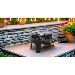 Cast Iron Gas Stove 9.8 kW 2 Burners + 1.5m Flexible Hose