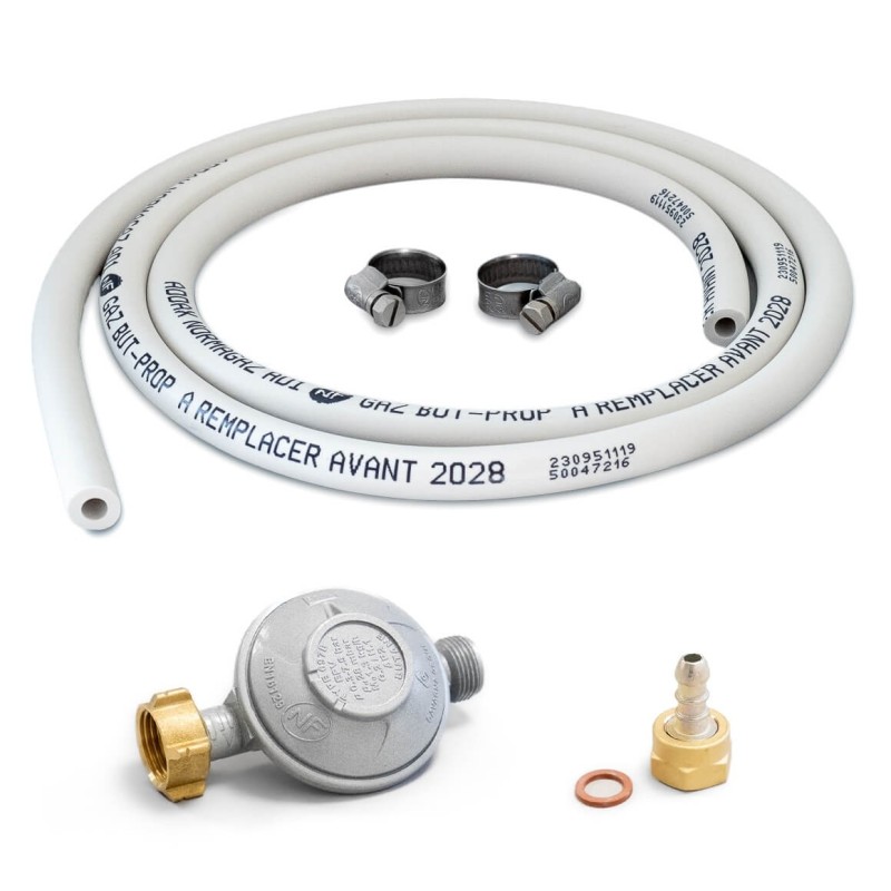 Kit connexion gaz 6x12 mm avec détendeur Butane 28 mbar