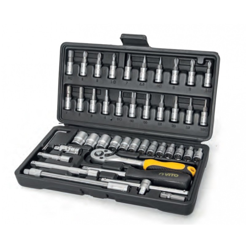 Coffret à douilles 46 pièces CRV 1/4 Chrome Vanadium Acier Inoxydabl