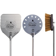 Set 3 outils Pizzaiolo avec 2 pelles (33x33 cm et Ø22 cm) en alumini