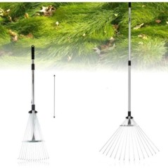 Scopa da giardino telescopica 15 denti flessibili retrattili