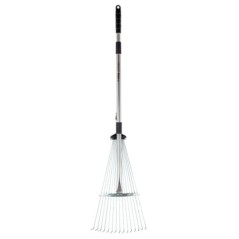 Telescopic Lawn Rake with 15 Retractable Flexible Tines