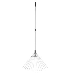 Telescopic Lawn Rake with 15 Retractable Flexible Tines