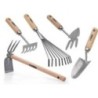 Kit 5 outils de jardin Manche bois Inox Fer forgé fait main haute qu