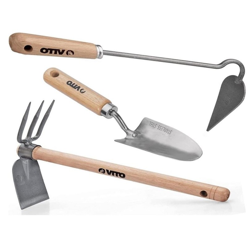Kit 3 outils de jardin - Manche bois
