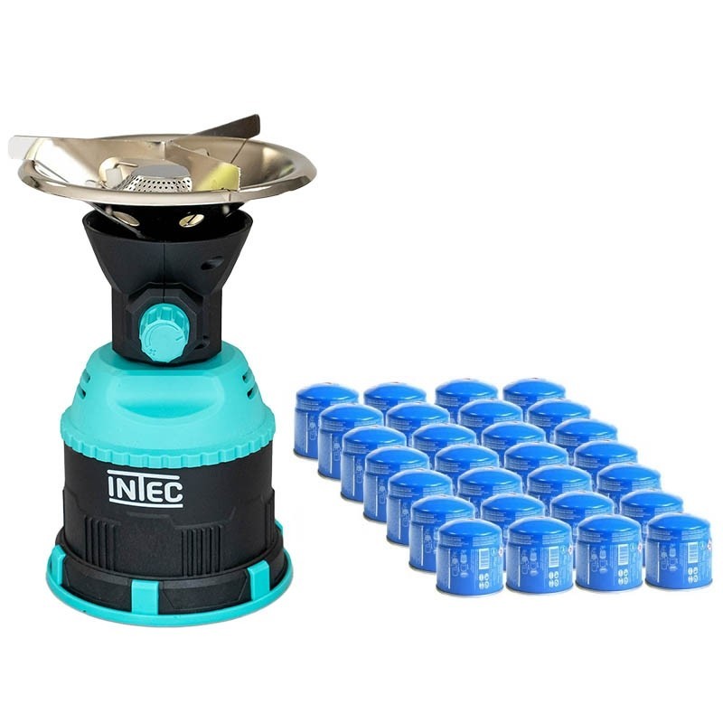 Fornello a gas 1200W Accensione Piezo Guscio ABS + 28 cartucce