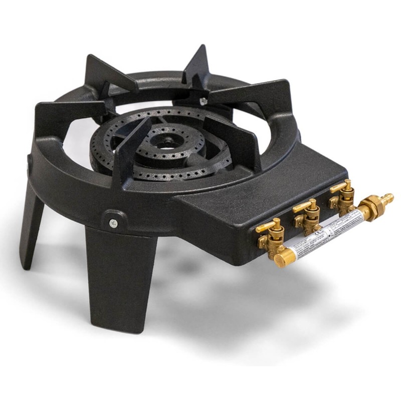 Cast Iron Gas Stove 9.8 KW 3 Valves Dual Connection