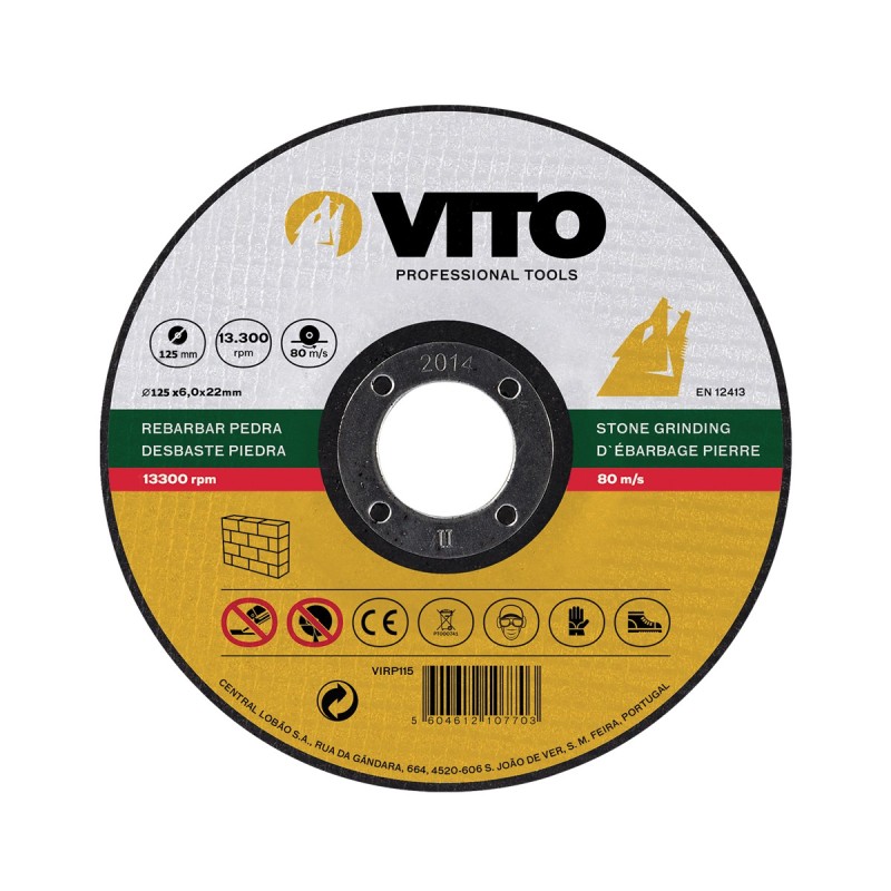 Disques à ébarber Pierre Diam 125 mm Alésage 22 mm Épaisseur 0