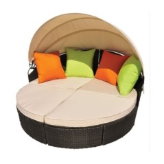 Modular garden sofa with sunshade roof structure