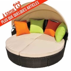 Canapé de jardin modulable avec toit pare-soleil structure