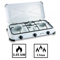 Tragbarer Gasherd 3 Flammen 3450W Weiß lackiert Edelstahlbrenner