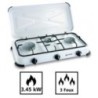 Hornillo de gas portátil 3 quemadores 3450W Blanco lacado quemadores inox