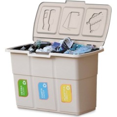 Lixeira de reciclagem 3 compartimentos 25L Dim 75x37xH50 cm Tampa única