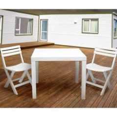 Set de jardin 3 pièces résine résistante intempéries blanc