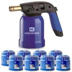 Lampe à souder gaz allumage piezo acier antichoc 8 cartouches sécuri