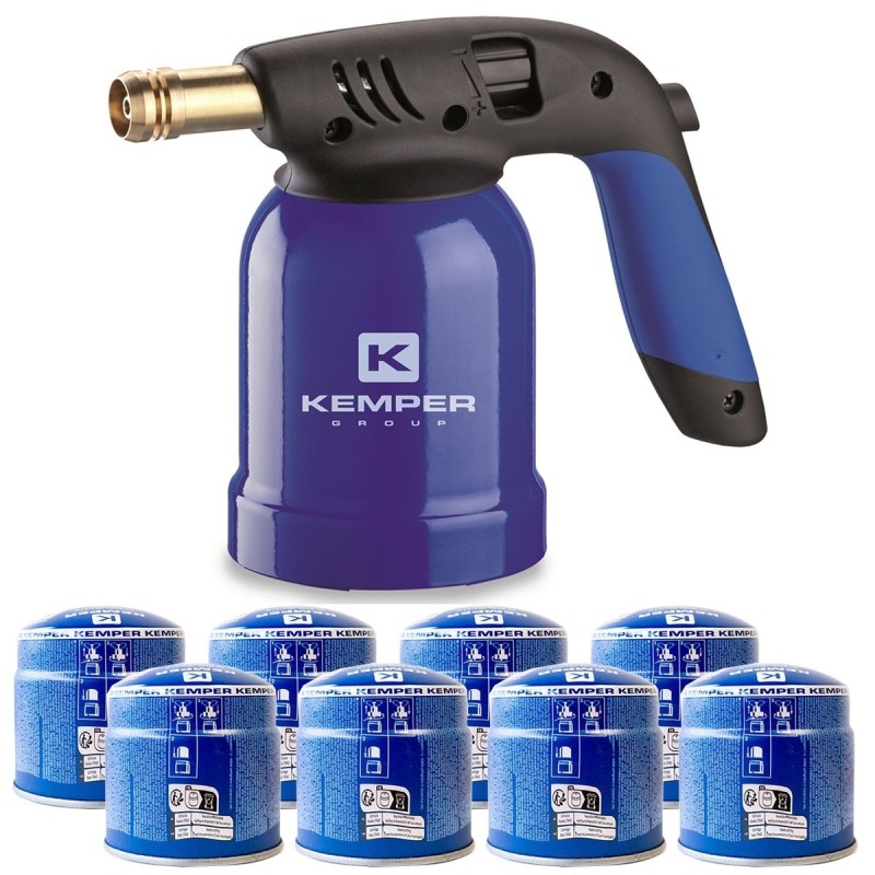 Lampe à souder gaz allumage piezo acier antichoc 8 cartouches sécuri