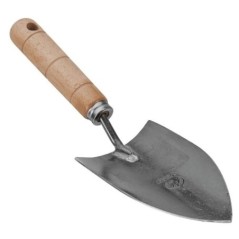 Truelle de jardin Manche bois Acier inoxydable Fer forgé à la main V