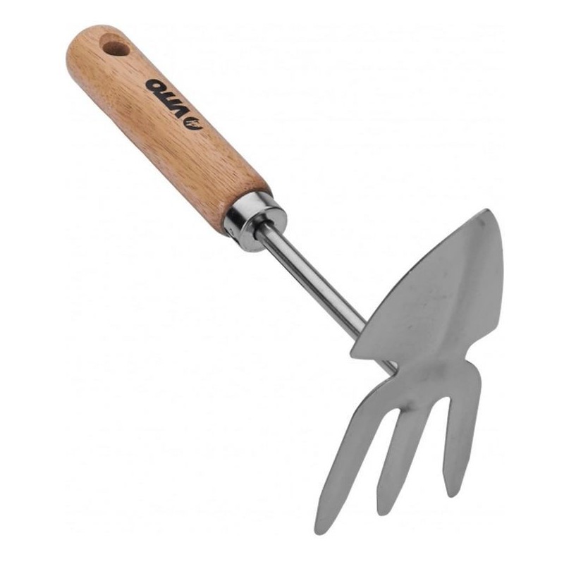 Serfouette 3 dents panne pointue Manche bois Inox forgé main VITO