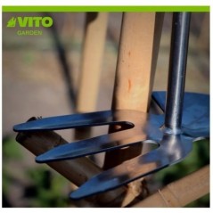 Zappa 3 denti punta piatta Manico legno Acciaio inox forgiato a mano