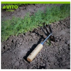 Zappa 3 denti punta piatta Manico legno Acciaio inox forgiato a mano