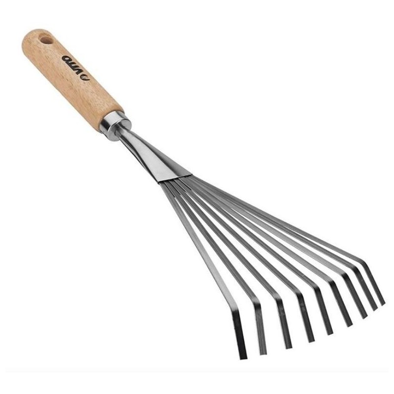 Balai de jardin VITO 8 dents 13cm Manche bois robuste Fer forgé inox