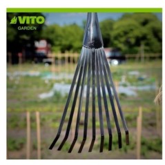 Balai de jardin VITO 8 dents 13cm Manche bois robuste Fer