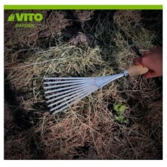 Escoba de jardín VITO 8 dientes 13cm Mango madera robusto Hierro