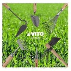 Gartenbesen VITO 8 Zinken 13cm Robuster Holzstiel Eisen