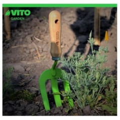 3-Zinken-Rechen aus Stahl S235 JR mit Buchenholzstiel Maße