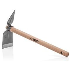 Houe de jardin double Serfouette manche 40cm bois Acier inox forgée