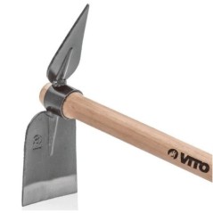 Houe de jardin double Serfouette manche 40cm bois Acier inox